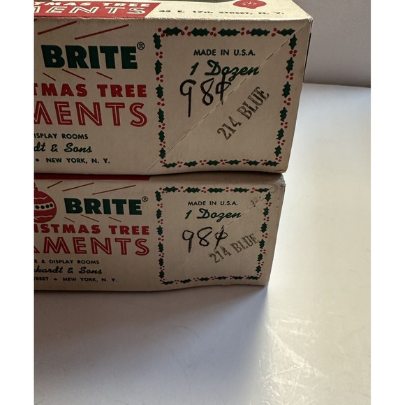 Vintage Shiny Brite Blue Glass Christmas Ornaments Balls Qty-23 With Boxes - Picture 6 of 12